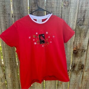 Vintage Top Stitch t shirt short sleeve holiday Christmas cardinal size jr large